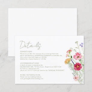 Carte D'accompagnement Fleur sauvage Rustique Pays Floral Jardin Mariage