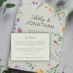 Carte D'accompagnement Fleur sauvage simple et intemporel Sage Mariage ve