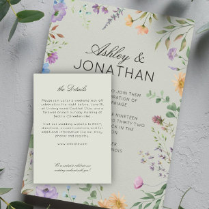 Carte D'accompagnement Fleur sauvage simple et intemporel Sage Mariage ve