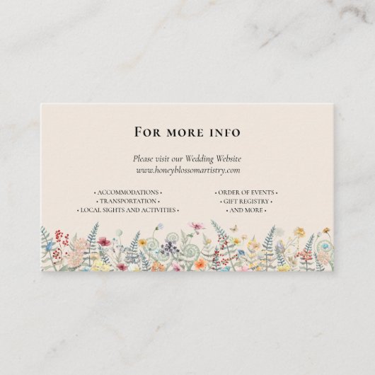 Carte D'accompagnement Fleur sauvage simple Fern Beige Mariage site (Devant)