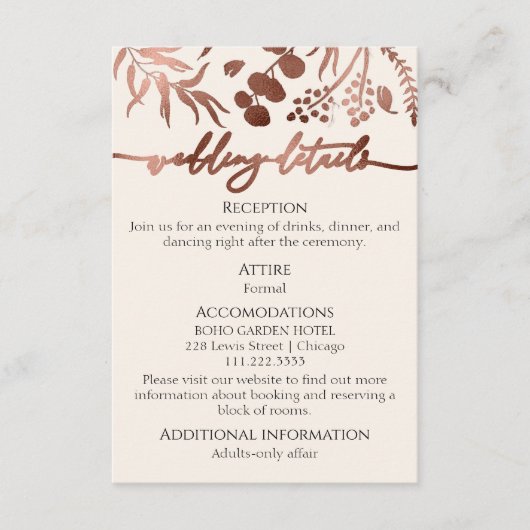 Carte D'accompagnement Fleur sauvage Spring Wedding Détails | RSVP | Code (Devant)
