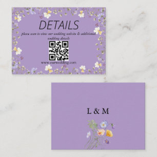 Carte D'accompagnement Fleur sauvage violet été Floral Mariage QR Code