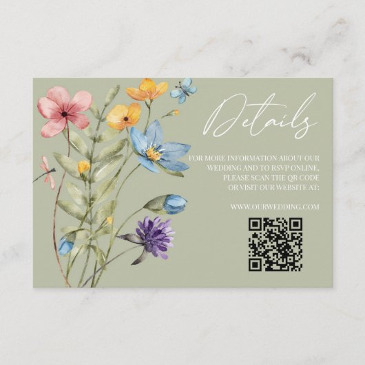 Carte D'accompagnement Fleur sauvage Wild Flower QR Code Détails du Maria (Devant)