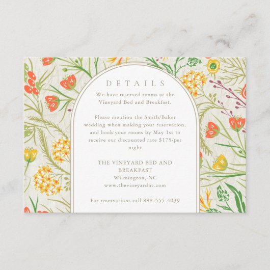 Carte D'accompagnement Fleur sauvage Wild Meadow Détails du Mariage (Devant)