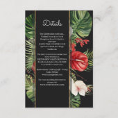 Carte D'accompagnement Fleur tropicale et détails feuille de mariage fonc (Devant)