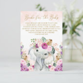 Carte D'accompagnement Fleur tropicale violette rose tendre Eléphant Appo (Debout devant)