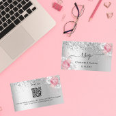 Carte D'accompagnement Fleuron rose argent site mariage RSVP QR code