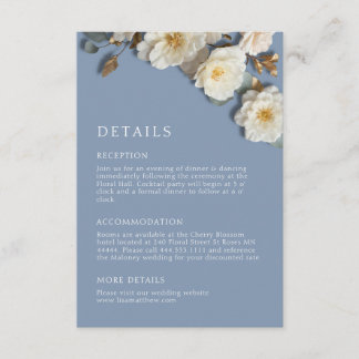 Carte D'accompagnement Fleurs 3D blanches Roses bleues poussiéreuses