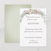 Carte D'accompagnement Fleurs aquarelles, mariage réception points polka (Devant / Derrière)