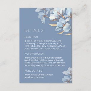 Carte D'accompagnement Fleurs artistiques Bleu Or