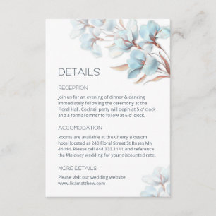 Carte D'accompagnement Fleurs artistiques turquoise or rose