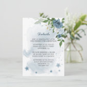Carte D'accompagnement fleurs blanches bleues détails de verdure (Debout devant)