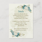 Carte D'accompagnement fleurs blanches bleues vert détails mariage (Devant)