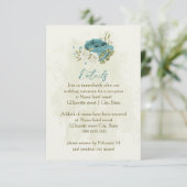 Carte D'accompagnement fleurs blanches bleues vert détails mariage (Debout devant)