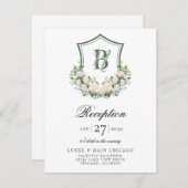 Carte D'accompagnement Fleurs blanches Crest Mariage Réception (Devant / Derrière)