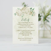 Carte D'accompagnement Fleurs blanches d'ivoire vert détails mariage (Debout devant)