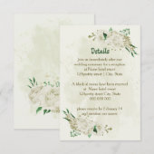 Carte D'accompagnement Fleurs blanches d'ivoire vert détails mariage (Devant / Derrière)
