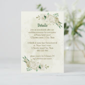 Carte D'accompagnement Fleurs blanches d'ivoire vert détails mariage (Debout devant)
