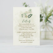 Carte D'accompagnement Fleurs blanches d'ivoire vert détails mariage (Debout devant)