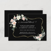 Carte D'accompagnement Fleurs blanches Dorées Mariage (Devant / Derrière)