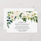 Carte D'accompagnement Fleurs blanches Élégant mariage COVID-19 Sécurité (Devant / Derrière)