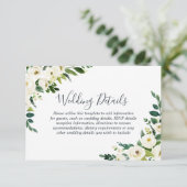 Carte D'accompagnement Fleurs blanches élégantes Réception de mariage mod (Debout devant)