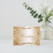 Carte D'accompagnement Fleurs blanches et Parties scintillant or (Debout devant)