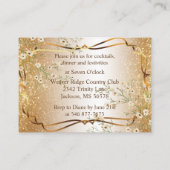 Carte D'accompagnement Fleurs blanches et Parties scintillant or (Dos)