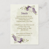Carte D'accompagnement fleurs blanches mauve verdure détails mariages (Devant)