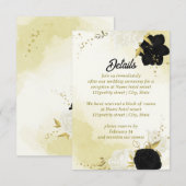 Carte D'accompagnement fleurs blanches noires or feuilles (Devant / Derrière)