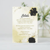 Carte D'accompagnement fleurs blanches noires or feuilles (Debout devant)