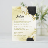 Carte D'accompagnement fleurs blanches noires or feuilles (Debout devant)