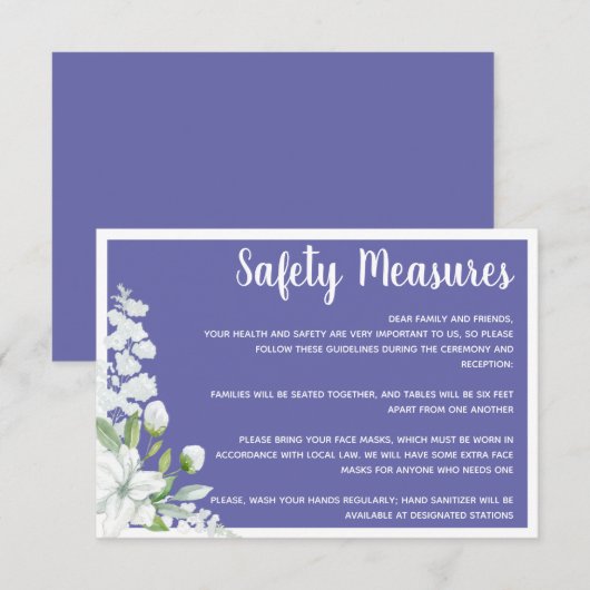 Carte D'accompagnement Fleurs blanches romantiques mesures de sécurité ma (Devant / Derrière)