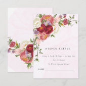 Carte D'accompagnement Fleurs blanches rouge vif Papier Raffle Bébé (Devant / Derrière)