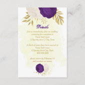 Carte D'accompagnement fleurs blanches royales violettes or mariage botan (Devant)