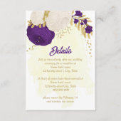 Carte D'accompagnement fleurs blanches royales violettes or mariage botan (Devant)