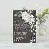 Carte D'accompagnement fleurs blanches verdure noir détails boîtier voitu (Debout devant)