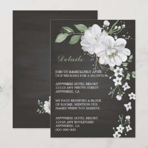 Carte D'accompagnement fleurs blanches verdure noir détails boîtier voitu