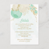 Carte D'accompagnement fleurs blanches vert menthe or mariage (Devant)