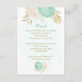 Carte D'accompagnement fleurs blanches vert menthe or mariage (Devant)