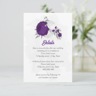 Carte D'accompagnement fleurs blanches violettes détails botaniques argen