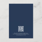 Carte D'accompagnement Fleurs Bleu Marine Calligraphie de Mariage Code QR (Dos)