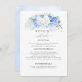 Carte D'accompagnement Fleurs bleues blanches et poussiéreuses Informatio (Devant / Derrière)