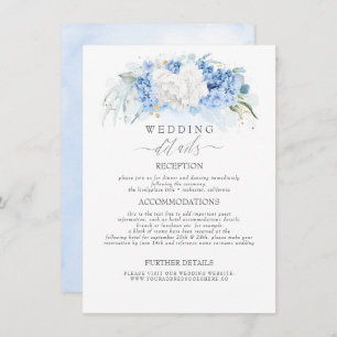 Carte D'accompagnement Fleurs bleues blanches et poussiéreuses Informatio