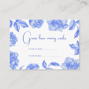 Carte D'accompagnement Fleurs bleues - Combien de bouchons jeu de mariage