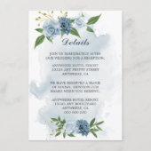 Carte D'accompagnement fleurs bleues détails de verdure (Devant)