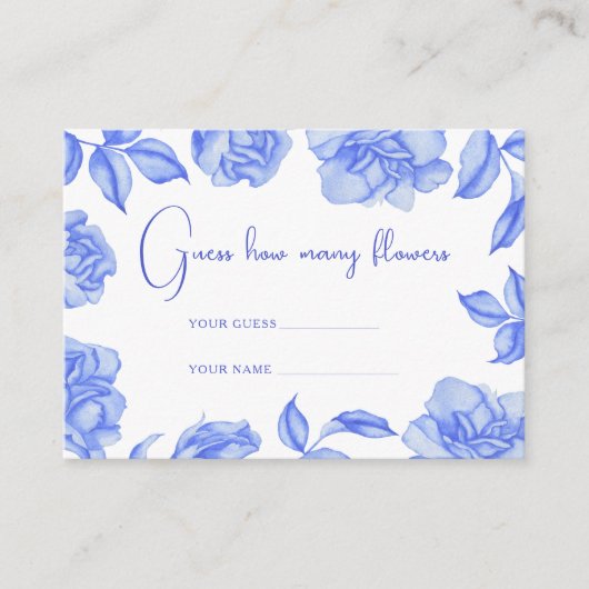 Carte D'accompagnement Fleurs bleues - Devinez combien de fleurs (Devant)
