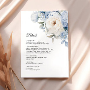 Carte D'accompagnement Fleurs bleues et blanches Détails du Mariage bot