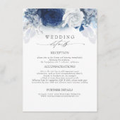 Carte D'accompagnement Fleurs bleues Informations Mariage (Devant)