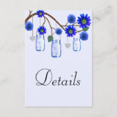 Carte D'accompagnement Fleurs bleues Mason Jars Détails du Mariage (Devant)